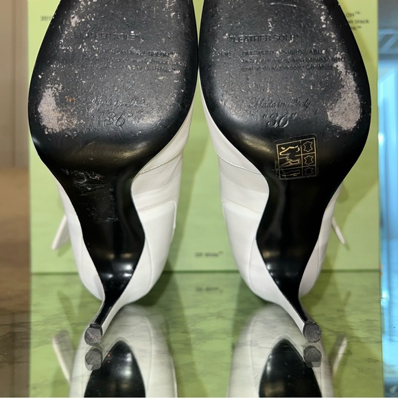 🔥Off-White c/o Virgil Abloh SZ 36 White Leather Zip Tie Pointed Toe Bootie Used - Picture 9 of 16